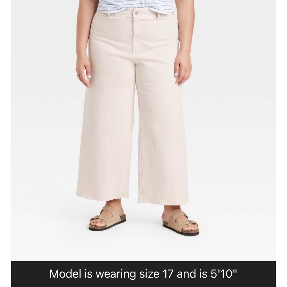 Universal Thread Womens High Rise Sailor Wide Leg Pants Cream Beige Size 17 NWT